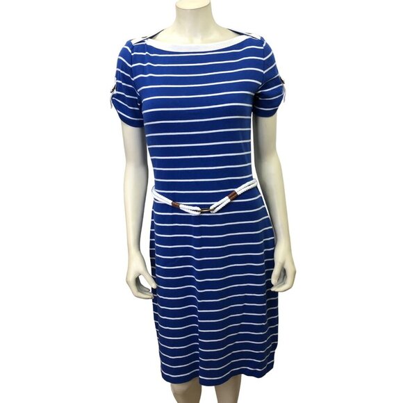 LAUREN RALPH LAUREN womens‎ striped BOAT NECK casual DRESS SM - Picture 2 of 10